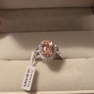 S925 2.5Ct Halo Oval Cut Three Stone Engagement Ring Promise Ring For Her